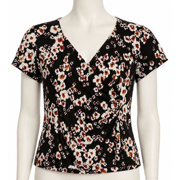 Studio 1940 Tops - Y2K 90s Studio 1940 Blouse Size L Brown Floral V Neck Floral Retro Romantic Date